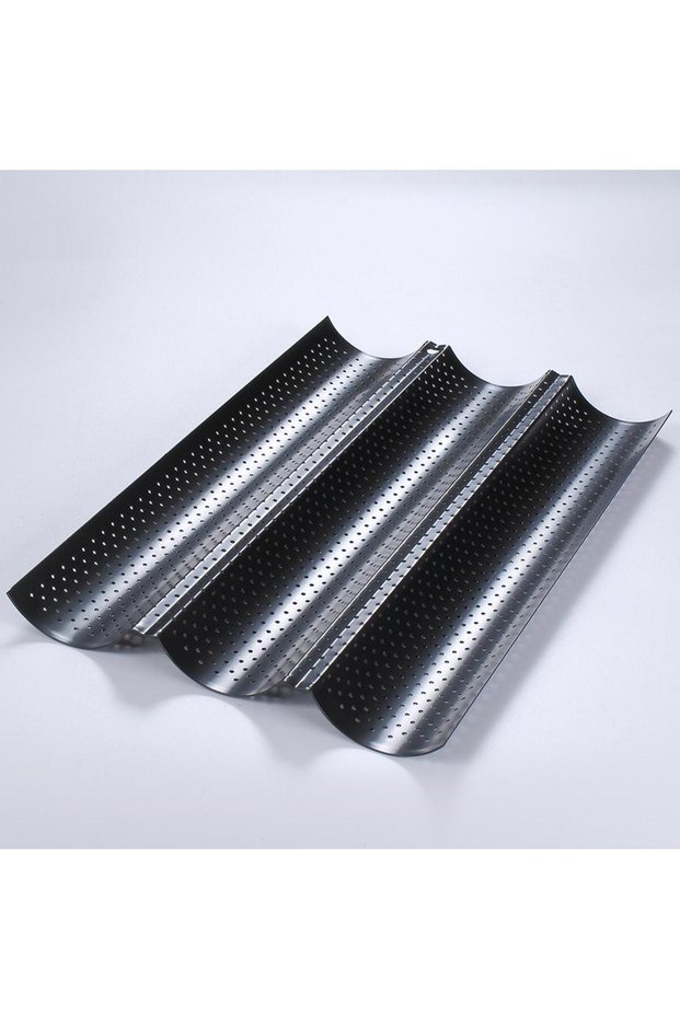3 Groove Black Baguette Pan French Bread Baking Mould Bakeware Groove Waves Mold Cake Oven Pastry Tr