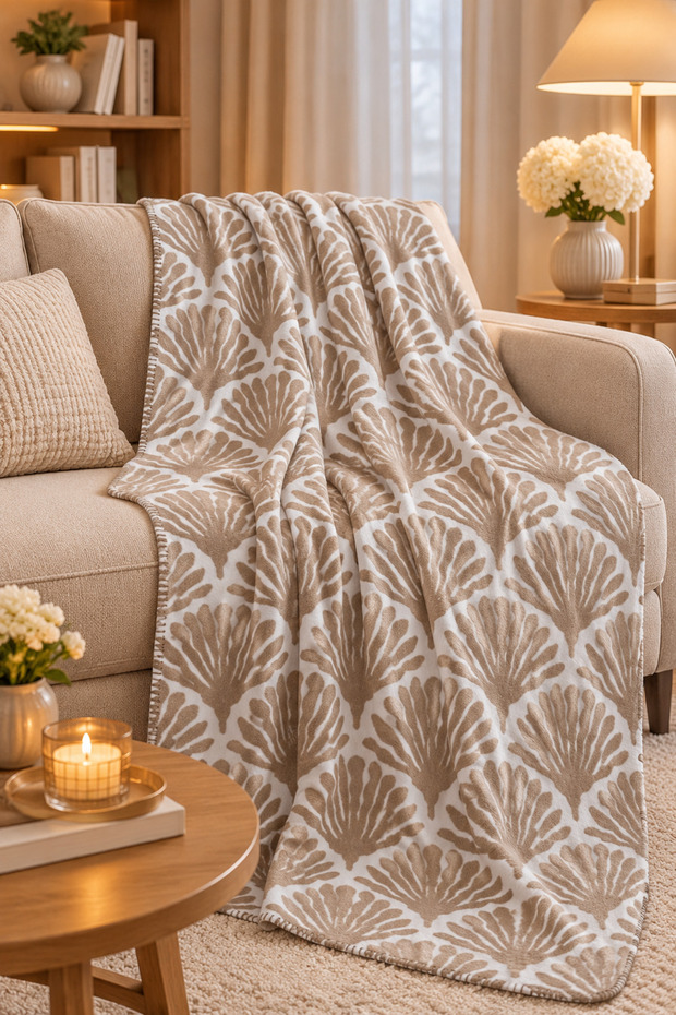 Single Cotton Tv Blanket 150X200 cm - Soft Textured Sofa Throw