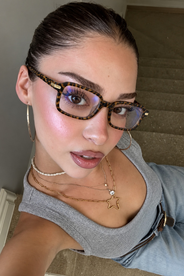 Cartali Women's Leopard Blue Light Protection Computer Phone Glasses Lenses Replaceable