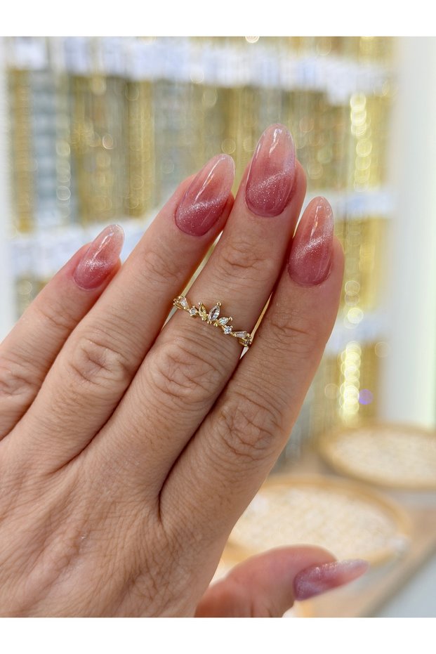 Adjustable Gold Yellow Zircon Stone Lotus Ring