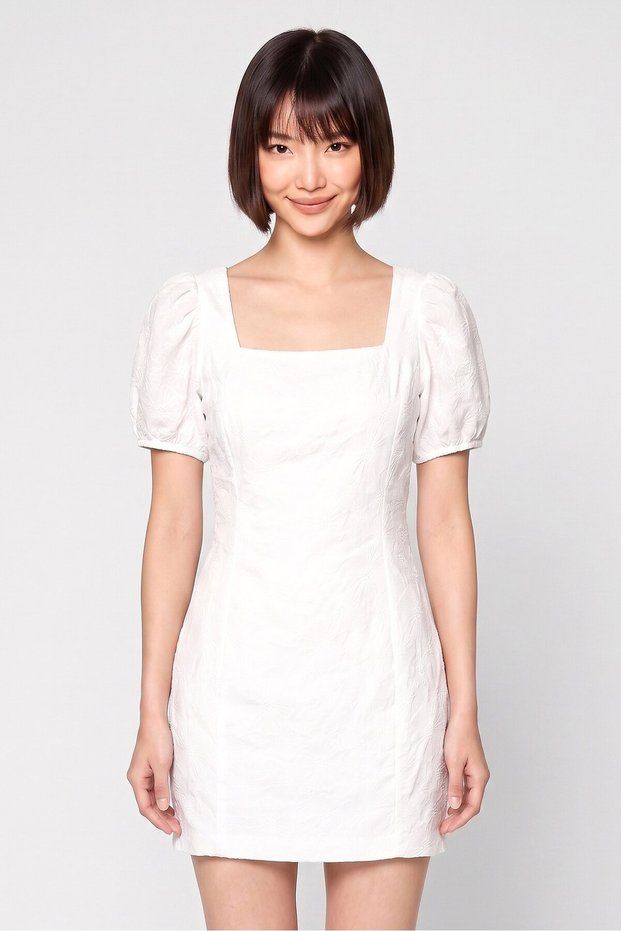 Women Embroidered Mini Dress, White