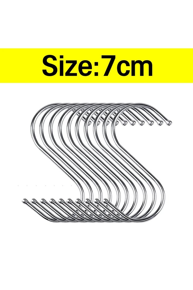10pcs 7cm 10-100pcs Stainless Steel S-Shape Hooks Multi-function Hanging Hook for Clothes Bags Towel