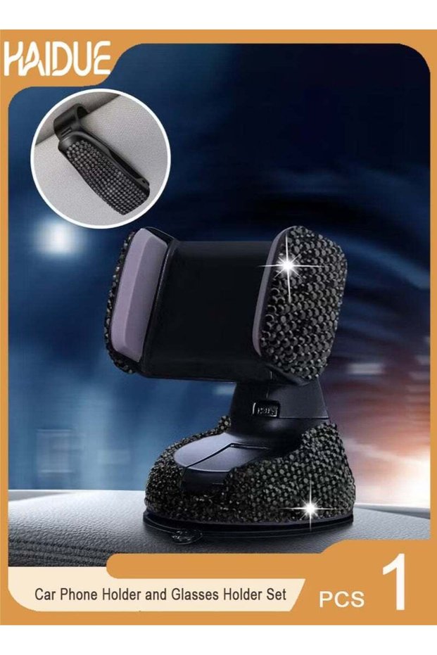 Car Phone Holder and Glasses Holder Set Black