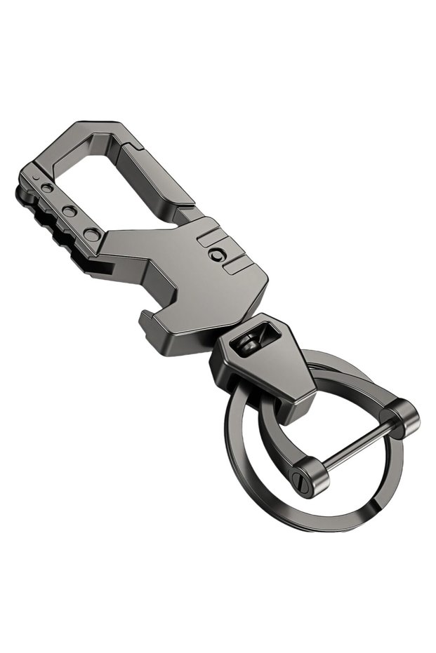 Black2 Luxurious Metal Car Key Chain with 1 Key Ring and 1 D-ring, Bottle Opener, Heavy-duty Carabin