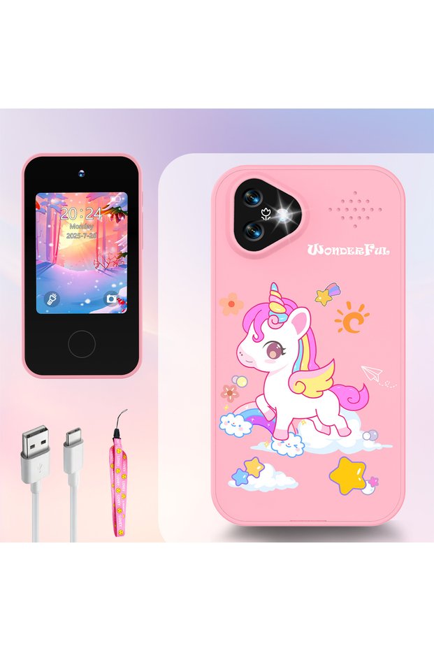 pony pink Unicorn Kids Smart Phone Camera Toys Touchscreen Baby Mobile MP3 Player Digital Educationa