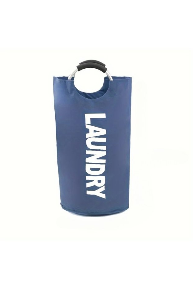Navy Portable Laundry Basket Foldable Fabric Dirty Clothes Storage Bag Organizer Large Capacity Oxfo