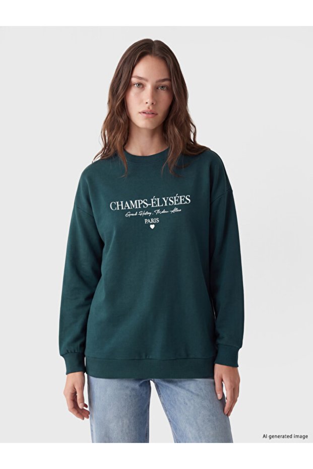 Rmz Gi̇yi̇m Farkiyla Printed Women's Thick Sweatshirt Tunic