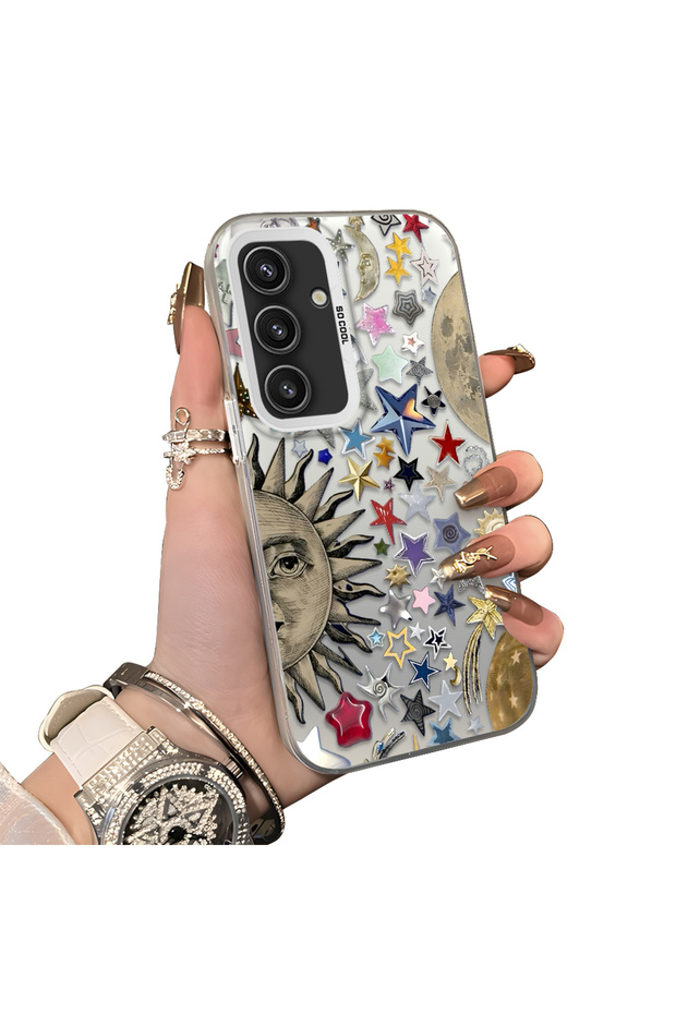 Samsung Galaxy S25 Compatible Silicone Edge Hard Back Case Star Pattern Couple Phone Case