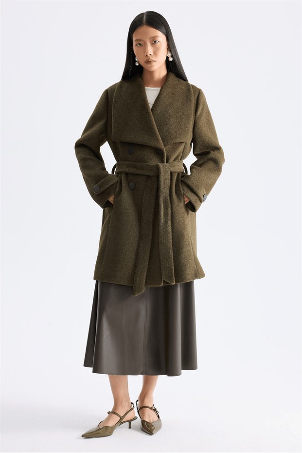 Belted Plush Coat Black