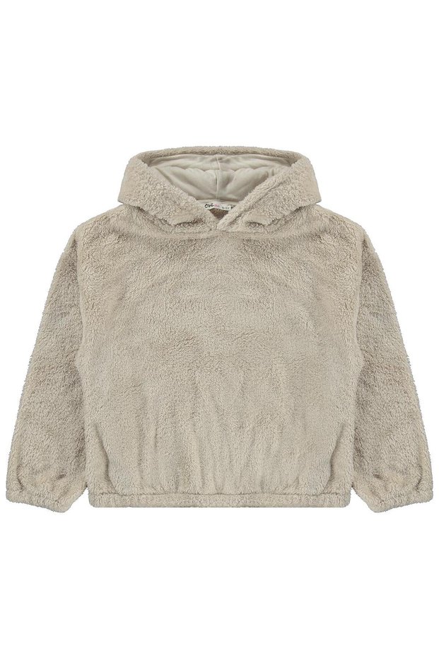 Hooded Sweatshirt for Ages 10-13 - Beige