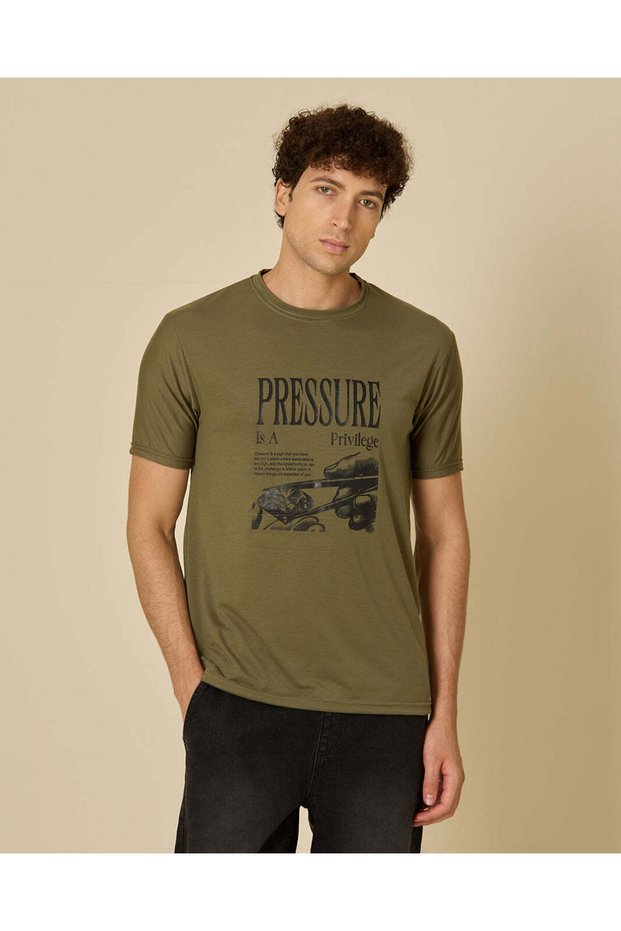 Men Olive Graphic T-Shirt