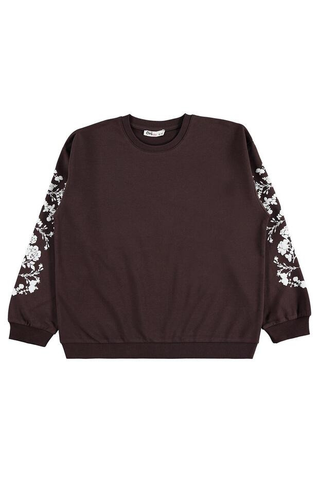 Floral Printed Sweatshirt for 10-13 Years Old - Brown
