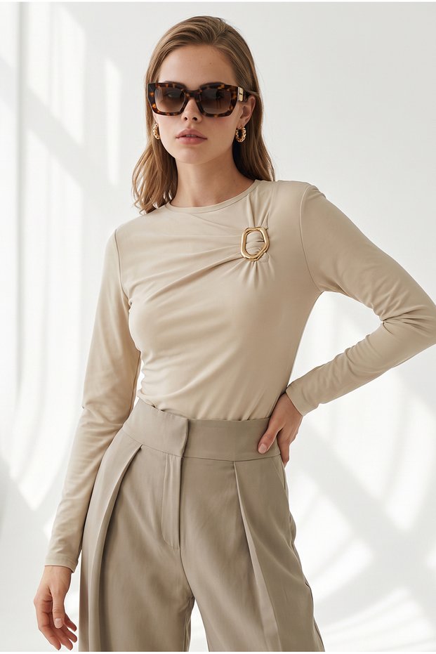 Women's Sandy Blouse with Stone Accessory Detail Blz-19003483