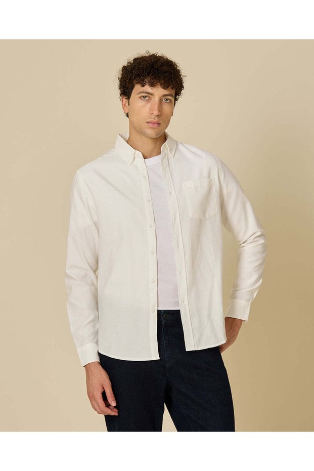 Men White Plain Shirt