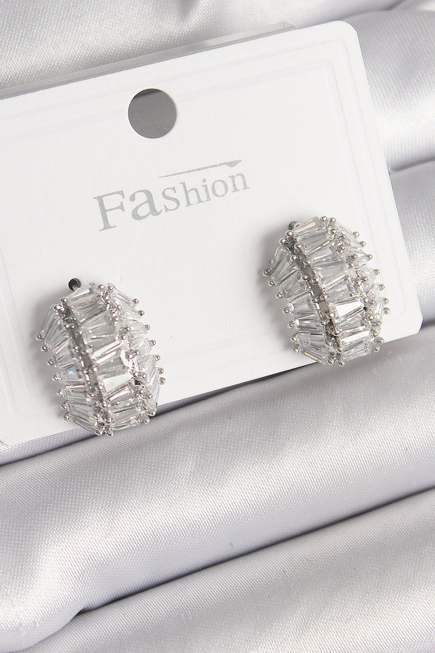 Brass Silver Color Zircon Stone Turtle Shell Model Women's Earrings