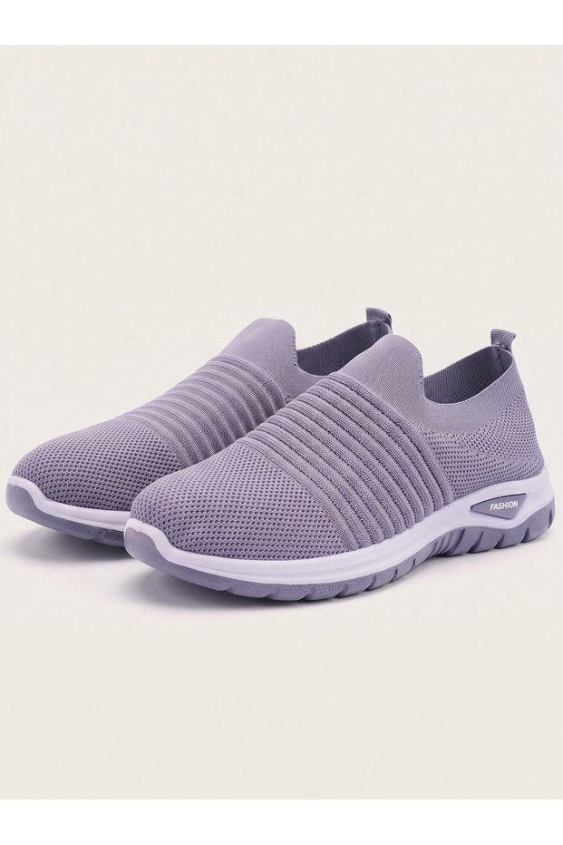 Men's Ultra-Lightweight Slip-On Walking Shoes Breathable Knit Mesh Casual Sneakers with Ribbed Vamp Comfortable Shock-Absorbing Athletic Loafers for Everyday Wear