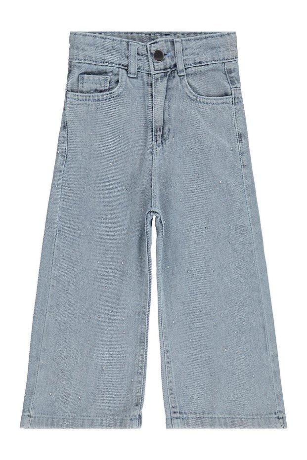 Civil Girls' Stone Printed Trousers | Denim Printed | School Nursery and Daily Use - Blue