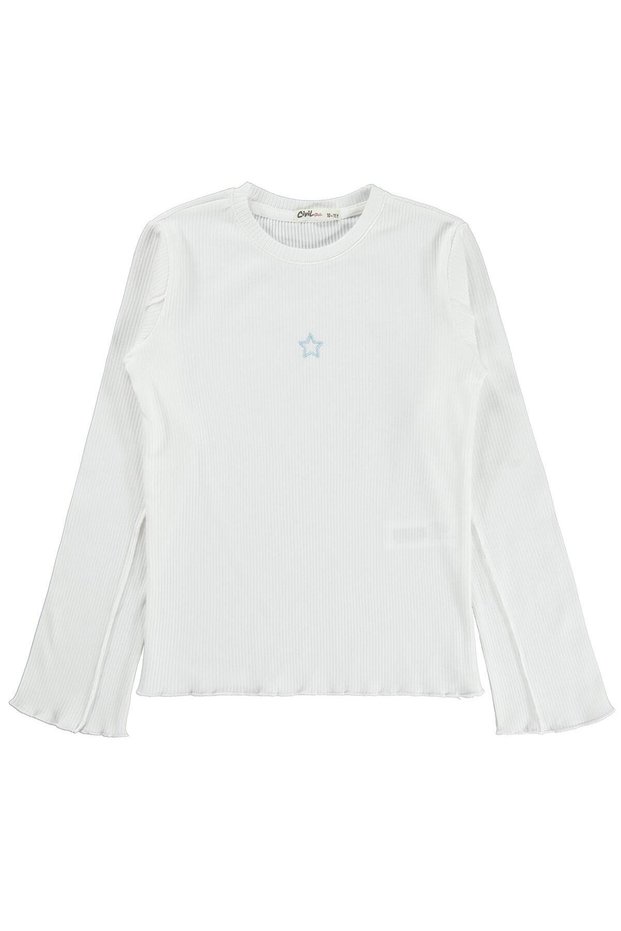 Star Embroidered Sweatshirt for 10-13 Years Old - Ecru