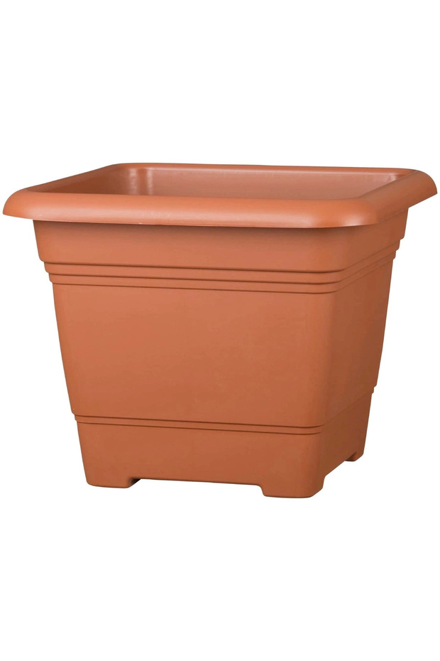 Nora Plastic Plant Pot (27.6 x 27.6 x 22.1 cm, Terracotta)