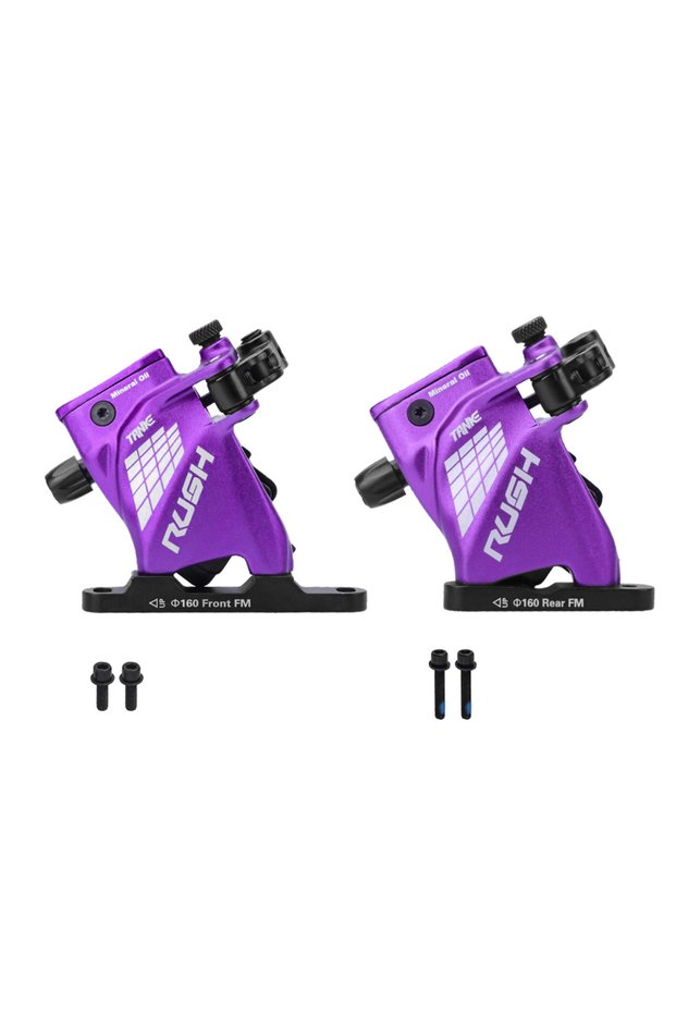 Purple Front rear TANKE Wire Pulling Hydraulic Disc Brake Calipers Flat Mount Line Pulling Oil Disc