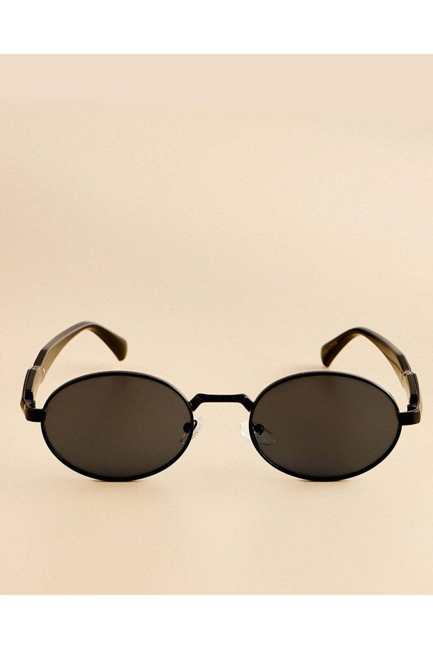 Women Black Round Sunglasses