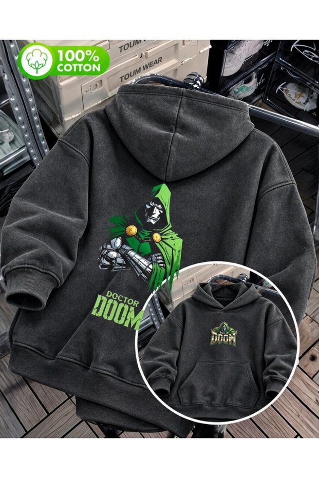 Doctor Doom Printed Unisex Oversize Hooded Sweatshirt