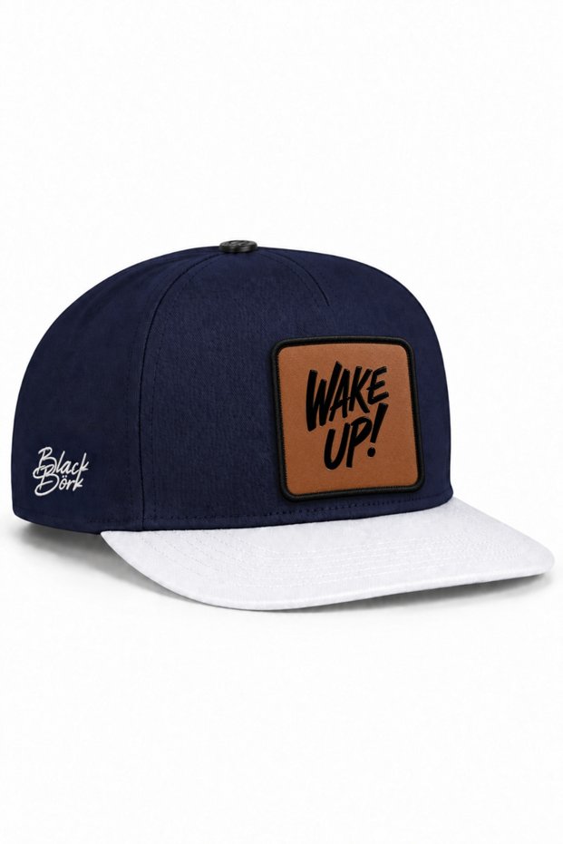 Wake up Logo White-Navy Hip Hop Hat