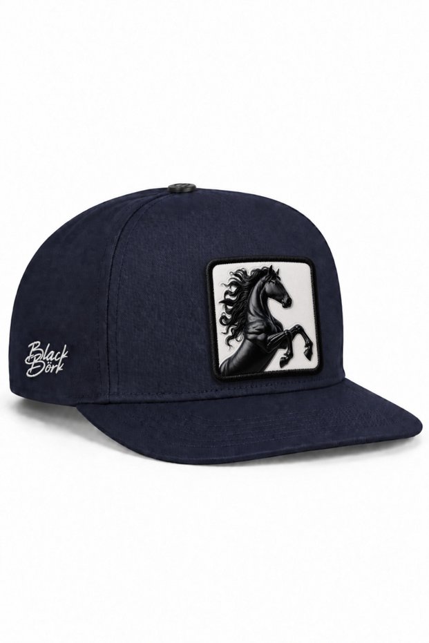 Navy Blue Hip Hop Hat with Horse Logo