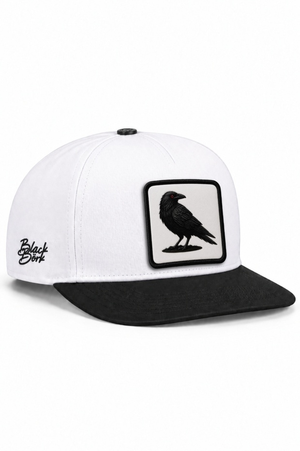 Black-White Hip Hop Hat with Crow Logo