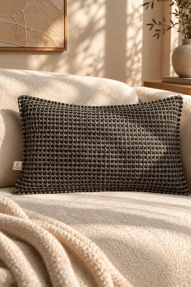 Tessa Dark Brown Throw Pillow Cover (30X50)