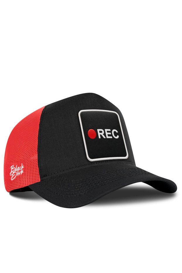 Rec Logo Cordura Black-Red Trucker Hat