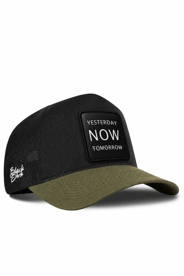 Yesterday Now Tomorrow Logo Cordura Khaki-Black Trucker Hat