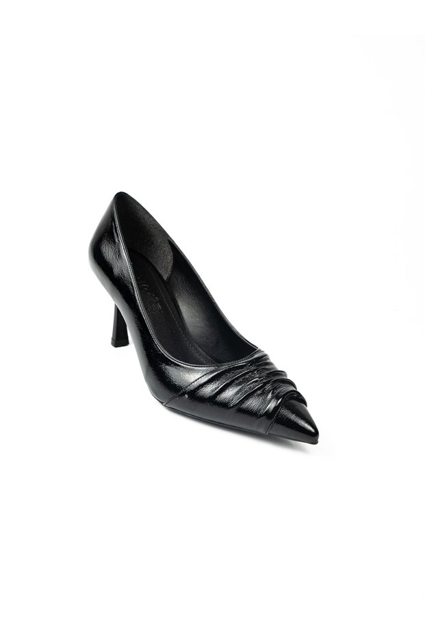 3742 Black Patent Leather Heeled Evening Dress Women's Shoes