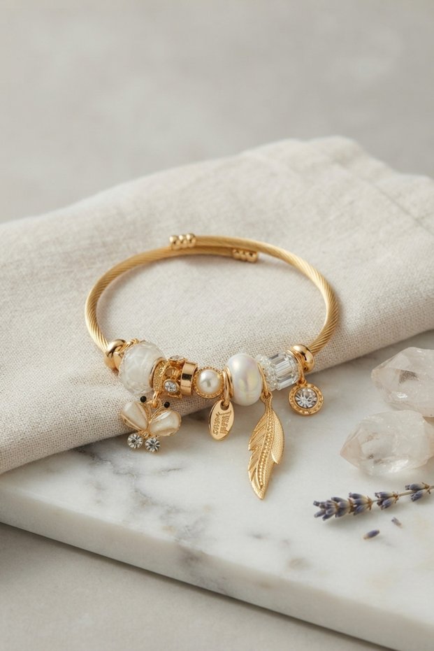 White Butterfly Model Charm Bracelet