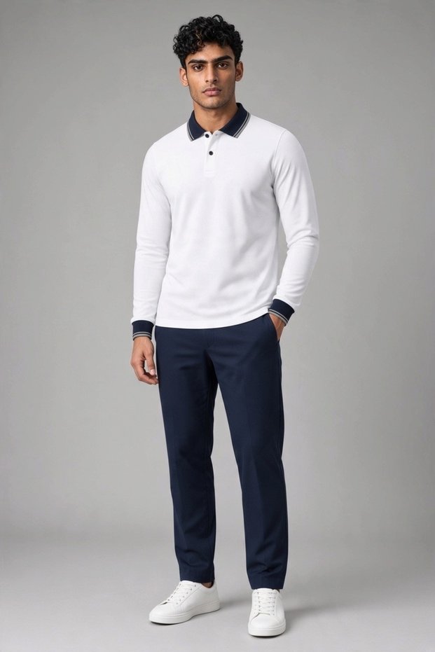 Unisex Beyax Collared Long Sleeve Polo Collar Lacoste T-Shirt – Suitable for School, High School, Adult Use, 100% Cotton