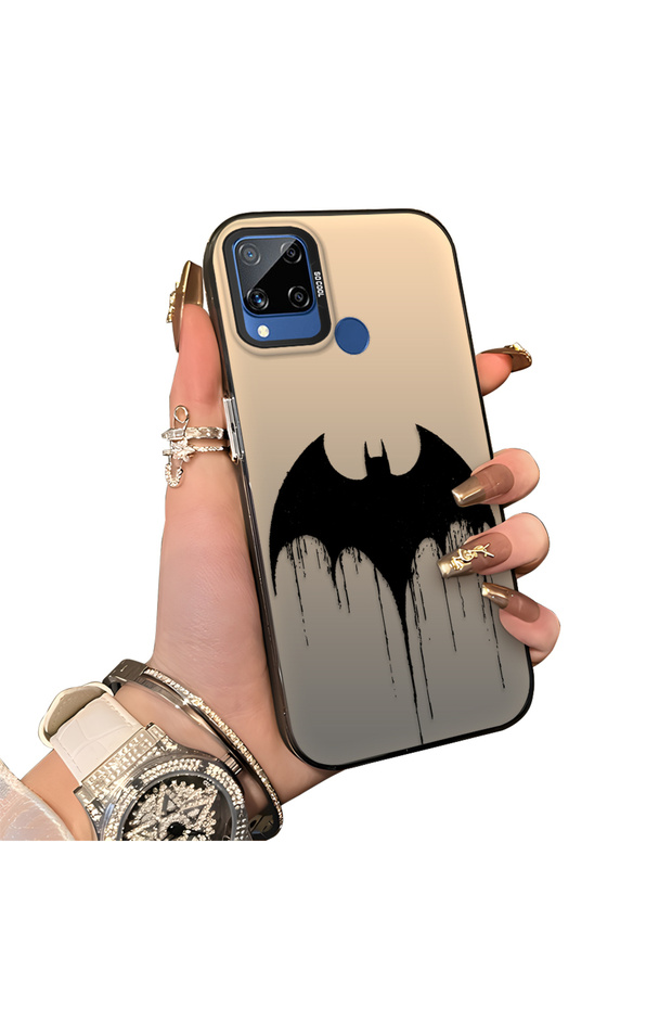 Realme C15/C25/C25S Compatible Acrylic Hard Back Panel with Silicone Edges Batman Patterned Phone Case