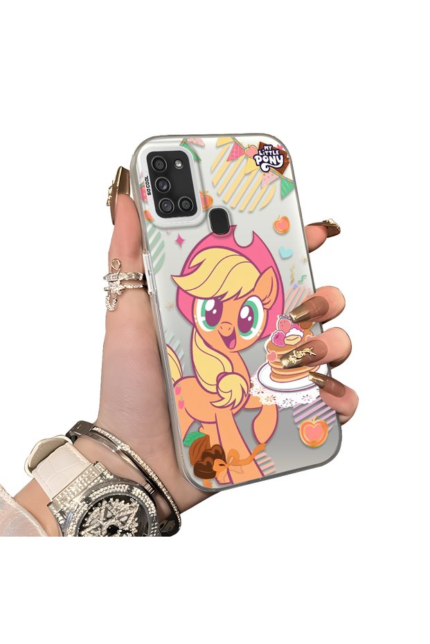 Samsung Galaxy A21S Compatible Acrylic Hard Back Panel Silicone Edged Applejack Patterned Phone Case