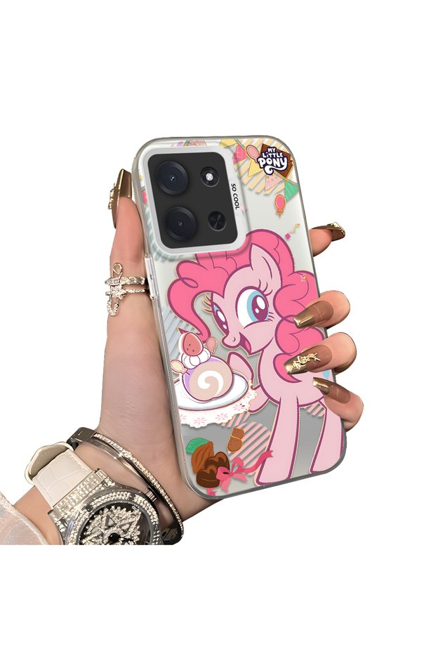 Xiaomi Poco C85 4g Compatible Acrylic Hard Back Panel with Silicone Edges Pinkie Pie Patterned Phone Case