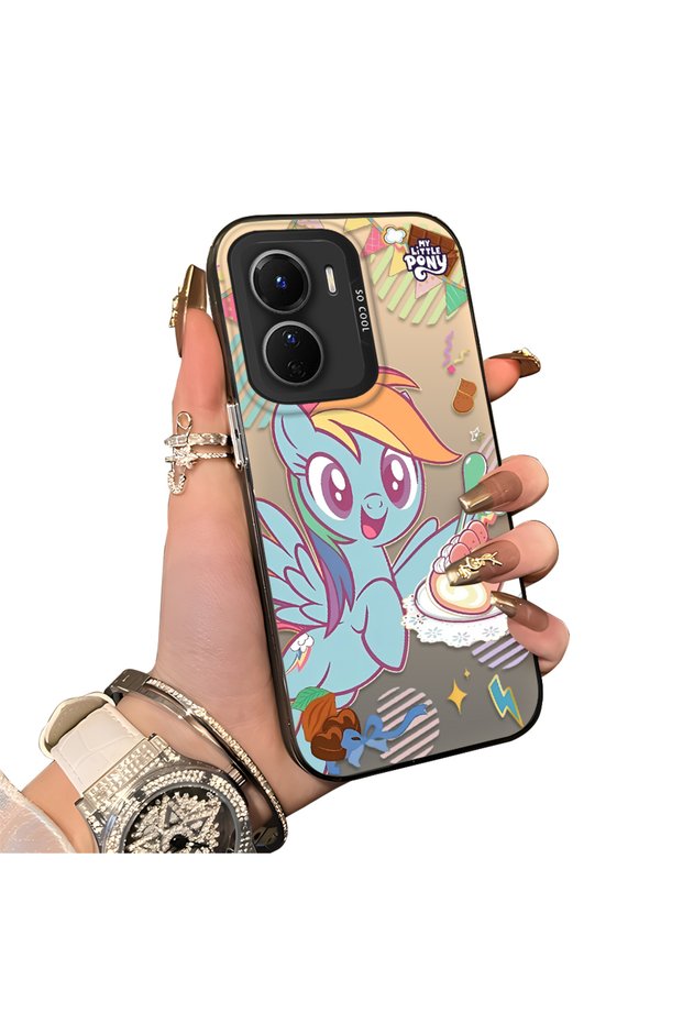Rainbow Dash Pattern Phone Case for Vivo Y16/Y02S/Y56 Compatible Acrylic Hard Back Panel with Silicone Edges