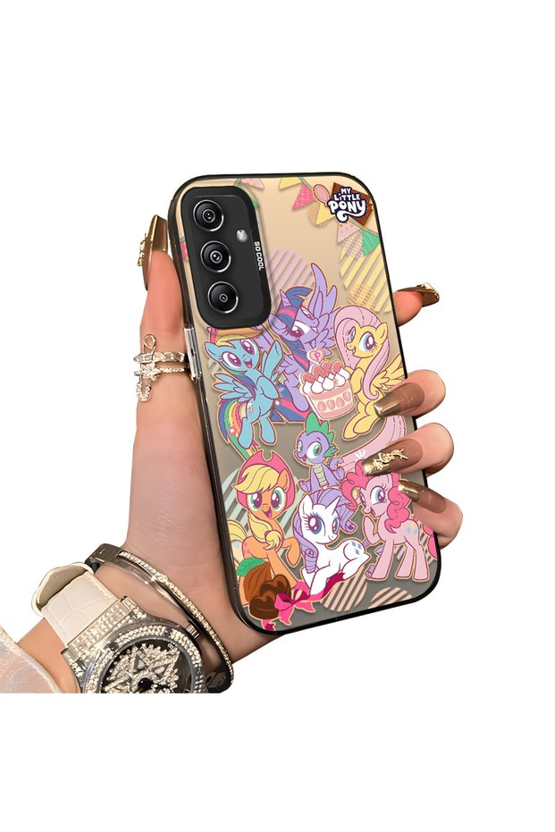 Samsung Galaxy A24 Compatible Acrylic Hard Back Panel with Silicone Edges and Pony Pattern Phone Case
