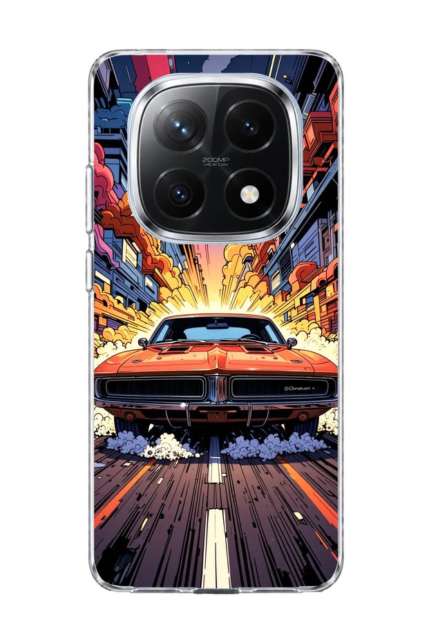 Redmi Note 14 Pro Plus 5g Compatible Orange Classic Car Printed Transparent Phone Case