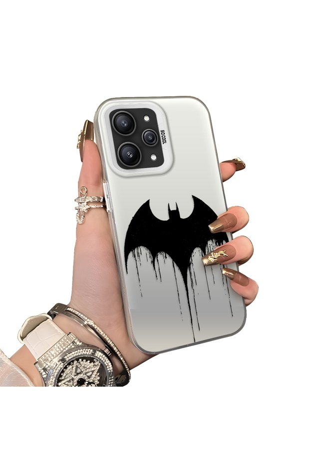 Phone Case for Xiaomi Redmi 12 4G/5G Compatible Acrylic Hard Back Panel with Silicone Edges Batman Pattern