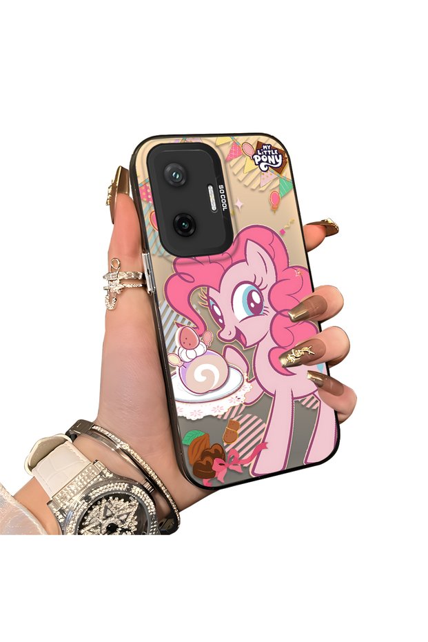 Xiaomi Poco F7 Compatible Acrylic Hard Back Panel with Silicone Edges Pinkie Pie Patterned Phone Case