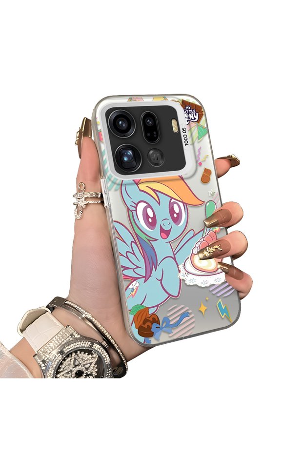Oppo Find X9 Pro 5g Compatible Acrylic Hard Back Panel with Silicone Edges Rainbow Dash Pattern Phone Case