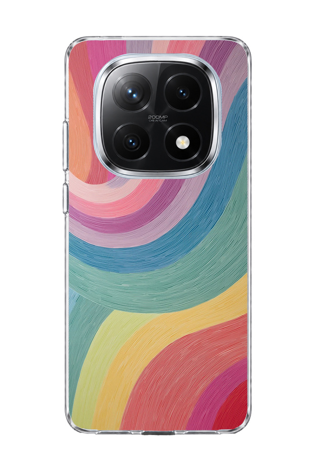 Redmi Note 14 Pro Plus 5g Compatible Pastel Rainbow Curve Printed Transparent Phone Case