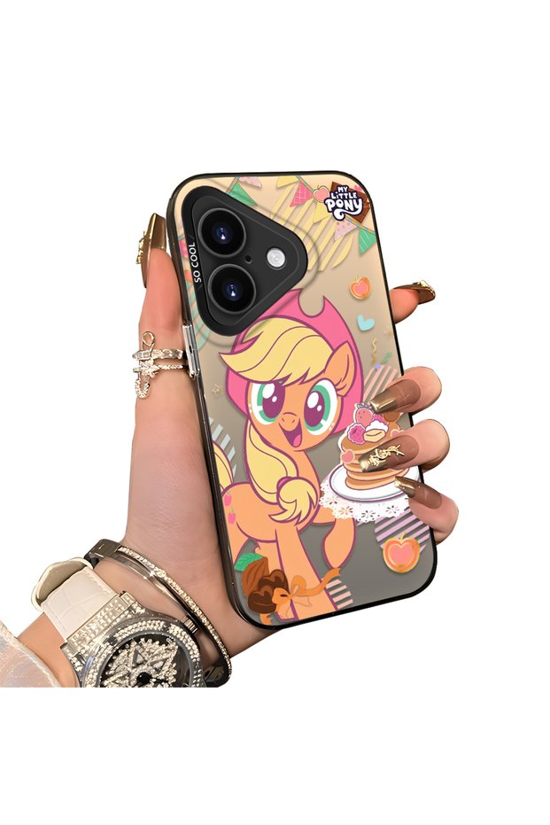 iPhone 16 Plus Compatible Acrylic Hard Back Panel with Silicone Edges Applejack Patterned Phone Case
