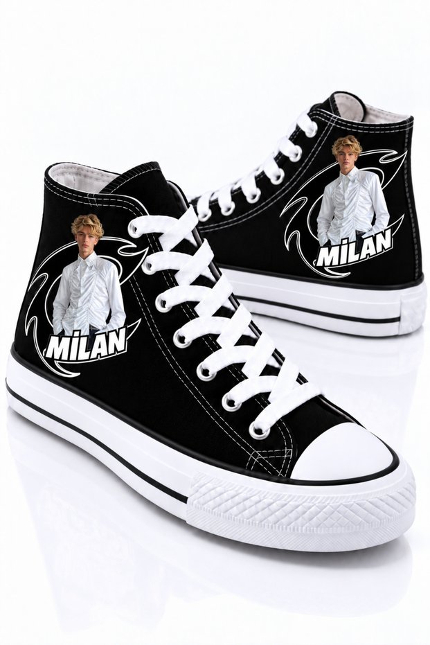 Crush Printed Black High-Top Sports Shoes Sneaker