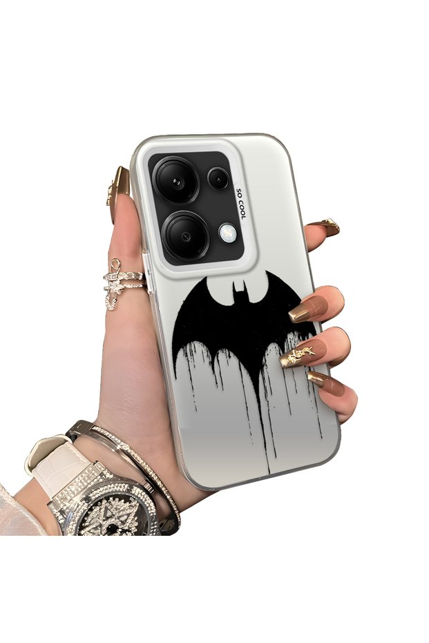 Xiaomi Redmi Note 14S Compatible Acrylic Hard Back Panel with Silicone Edges and Batman Pattern Phone Case