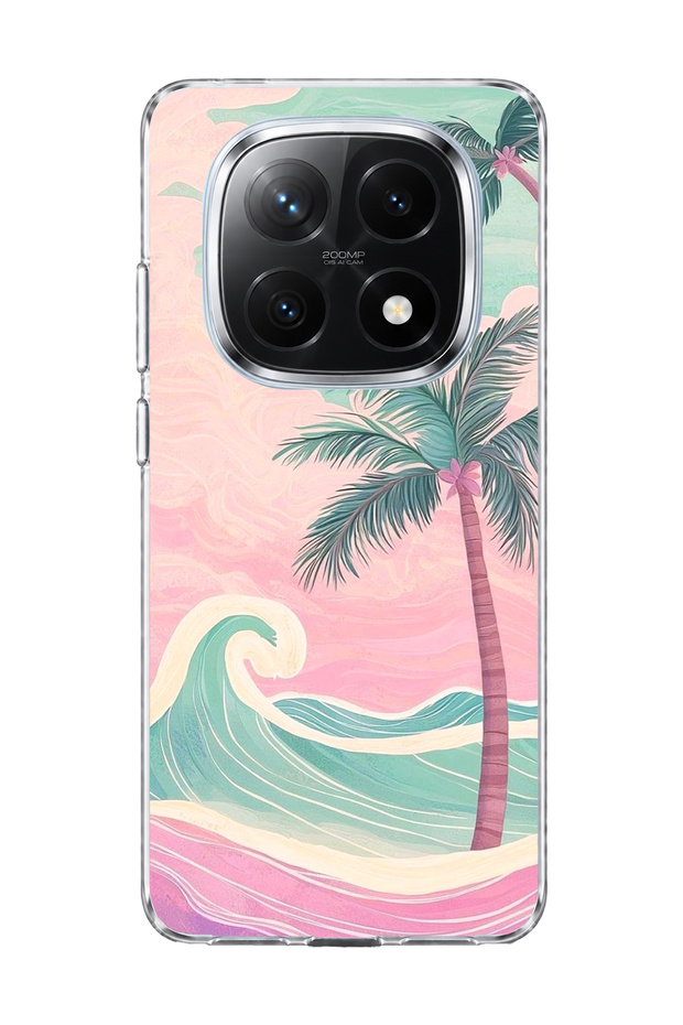 Redmi Note 14 Pro Plus 5g Compatible Pastel Palm Wave Printed Transparent Phone Case