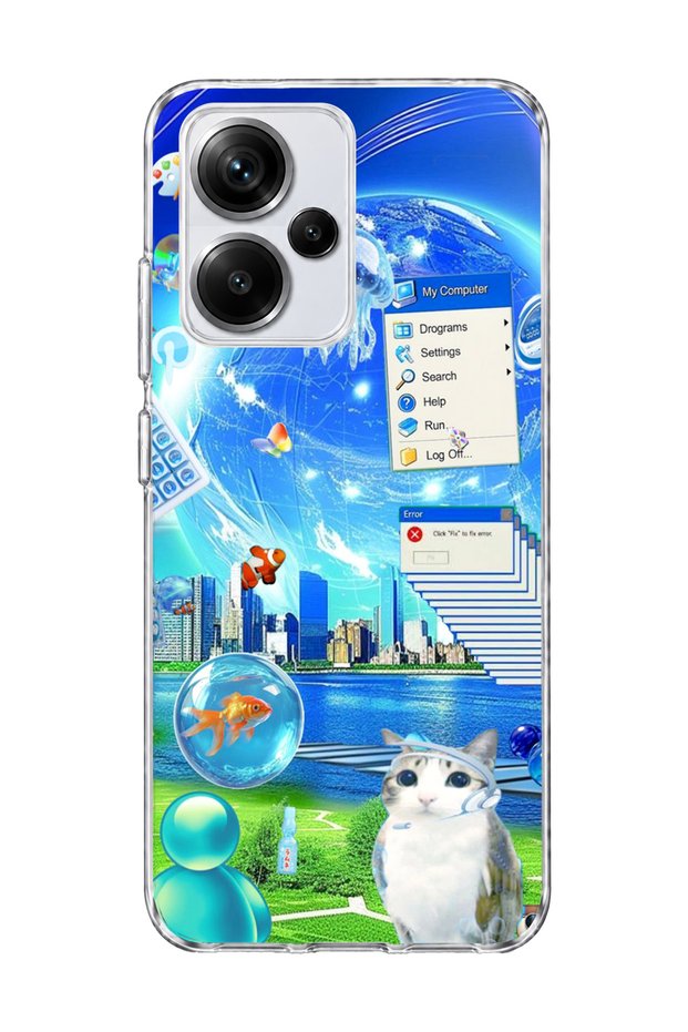 Redmi Note 13 Pro Plus 5g Compatible Transparent Phone Case with Jellyfish and Cat Print